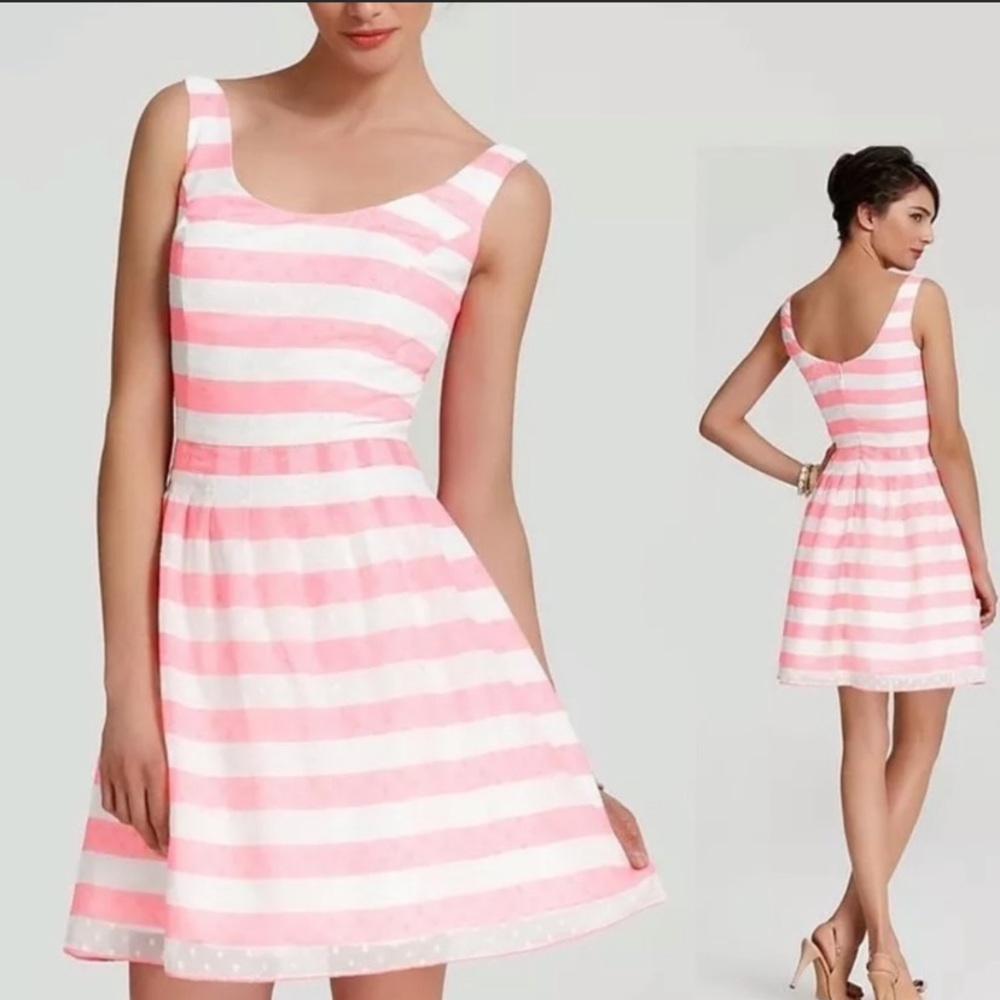 Lilly Pulitzer posey sparkle pink white awning stripe dress size 2
